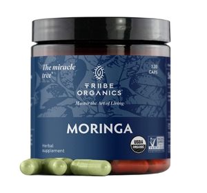 TRIBE ORGANICS, 1800mg Organic Moringa Oleifera 120 Vegan High Potency Capsules for Energy, Joints, Brain Function - Nutrient Rich Green Superfood, Natural Plant Protein, Antioxidant